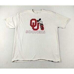 Oklahoma Sooners Shirt Mens XL White NCAA Football Disney‎ Mickey Mouse Tee